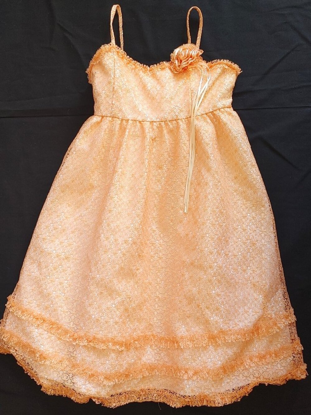 Girl's orange lace summer dress